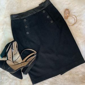 Leather and suede pencil skirt